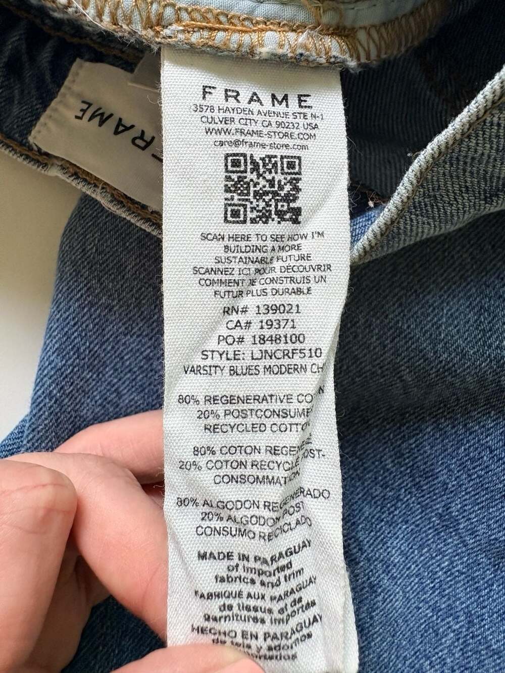 FRAME Le Jane Crop High-Rise Straight Leg Jeans Ladies Size 27/US 4 - Picture 12 of 12